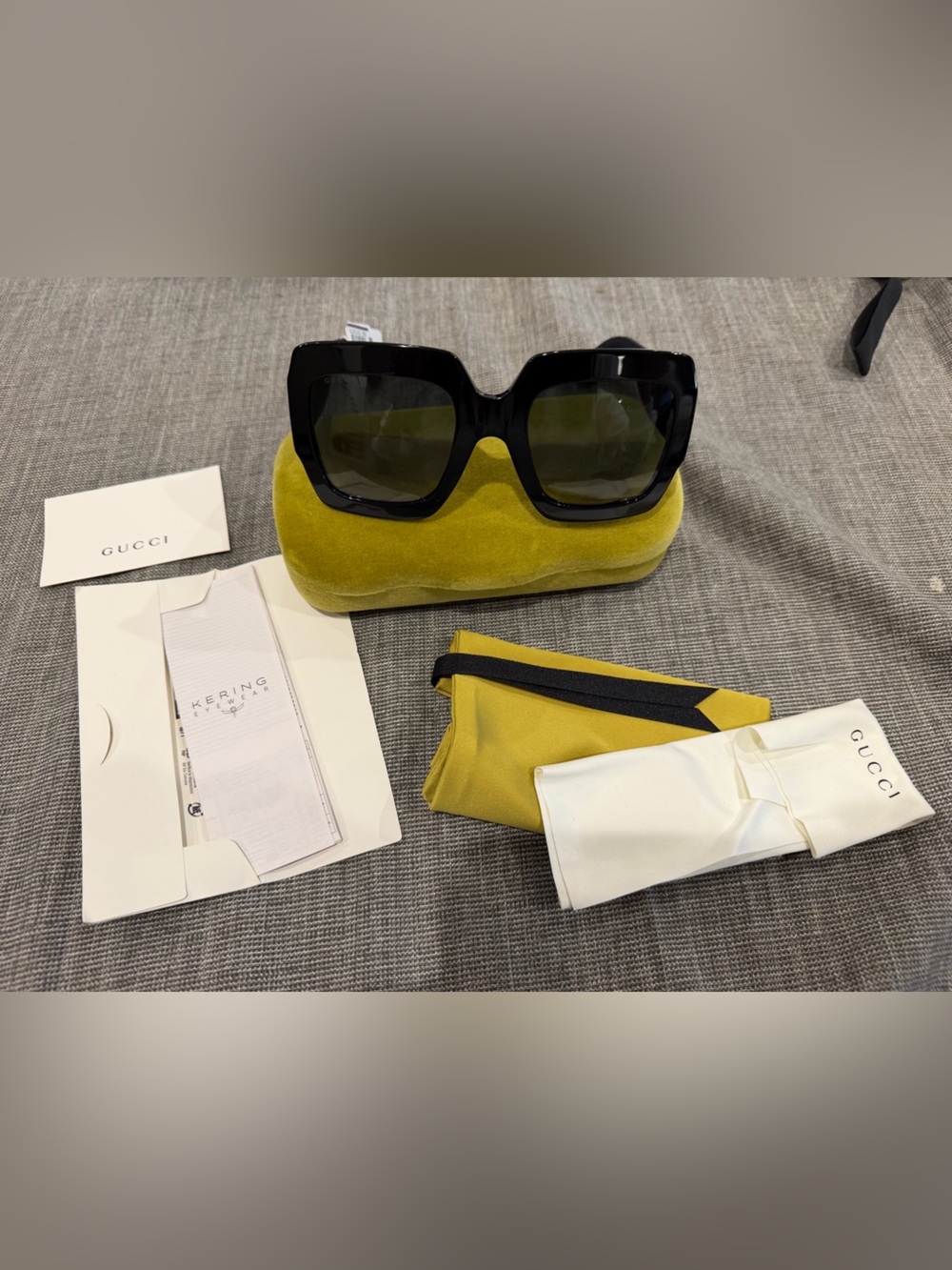 Gucci Black Glitter Oversized Square Sunglasses GG102S Brand New 100% Authentic